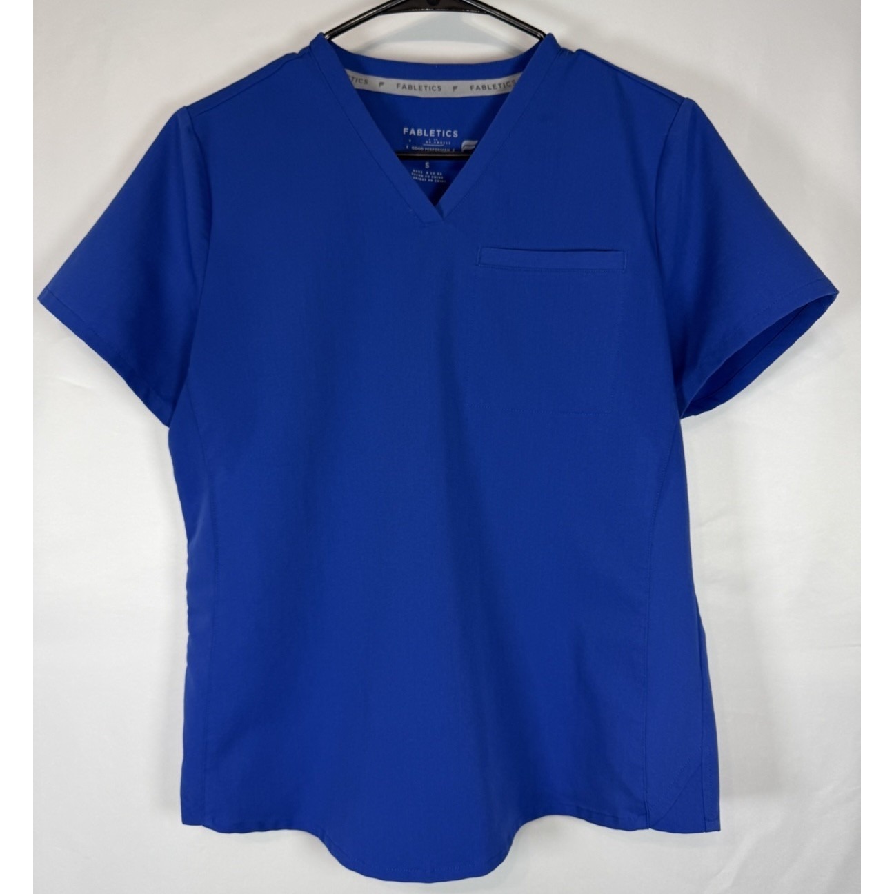 Fabletics Women's Blue Short Sleeve V-Neck Medical Top Scrub Size Small